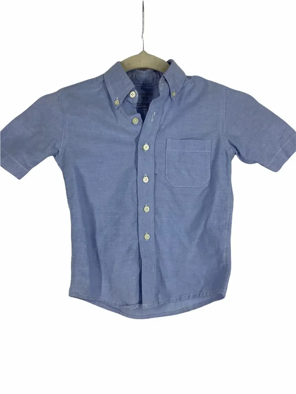 George Boys Blue Short Sleeve Button Down Shirt Kids Youth Size XS 4-5